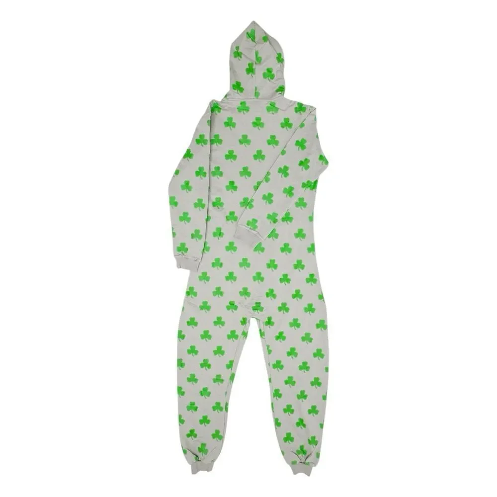 ARTHUR GEORGE Grey and Green Clover Hooded Onesie